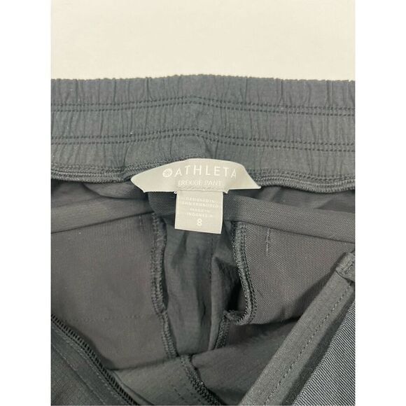 NWT Athleta Trekkie Belted Pant Ankle Zip Ripstop Travel UPF Black Pant Size 8 - Picture 13 of 16